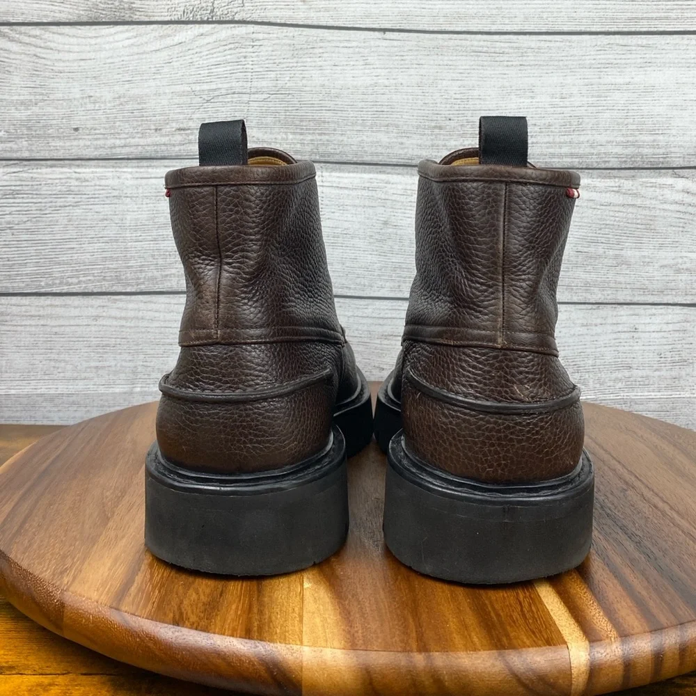 Bally Lysius Brown Pebbled Leather Moc Toe Boots Men’s Shoe Size Size 12 D